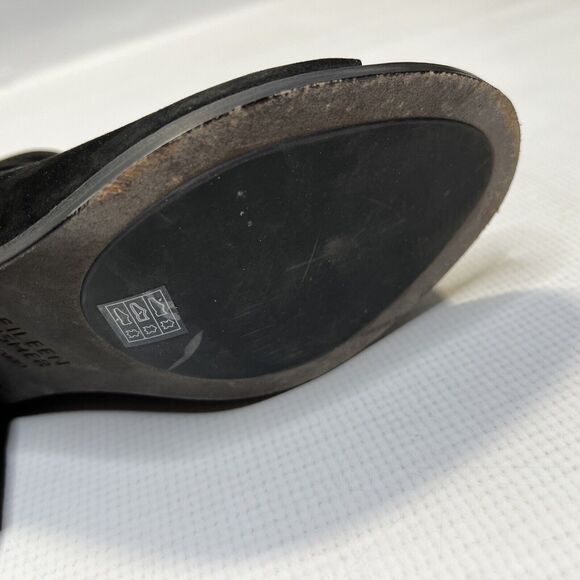Eileen Fisher James Black Sandals Size 9.5 Strappy Nubuck Block Shoeties - Picture 10 of 13